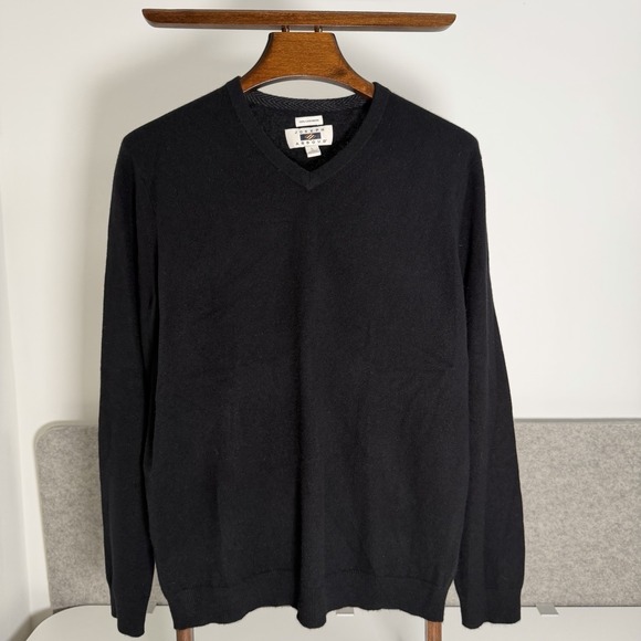 Joseph Abboud Other - Joseph Abboud 100% Cashmere V Neck Sweater Mens L Black Classic Preppy Ribbed